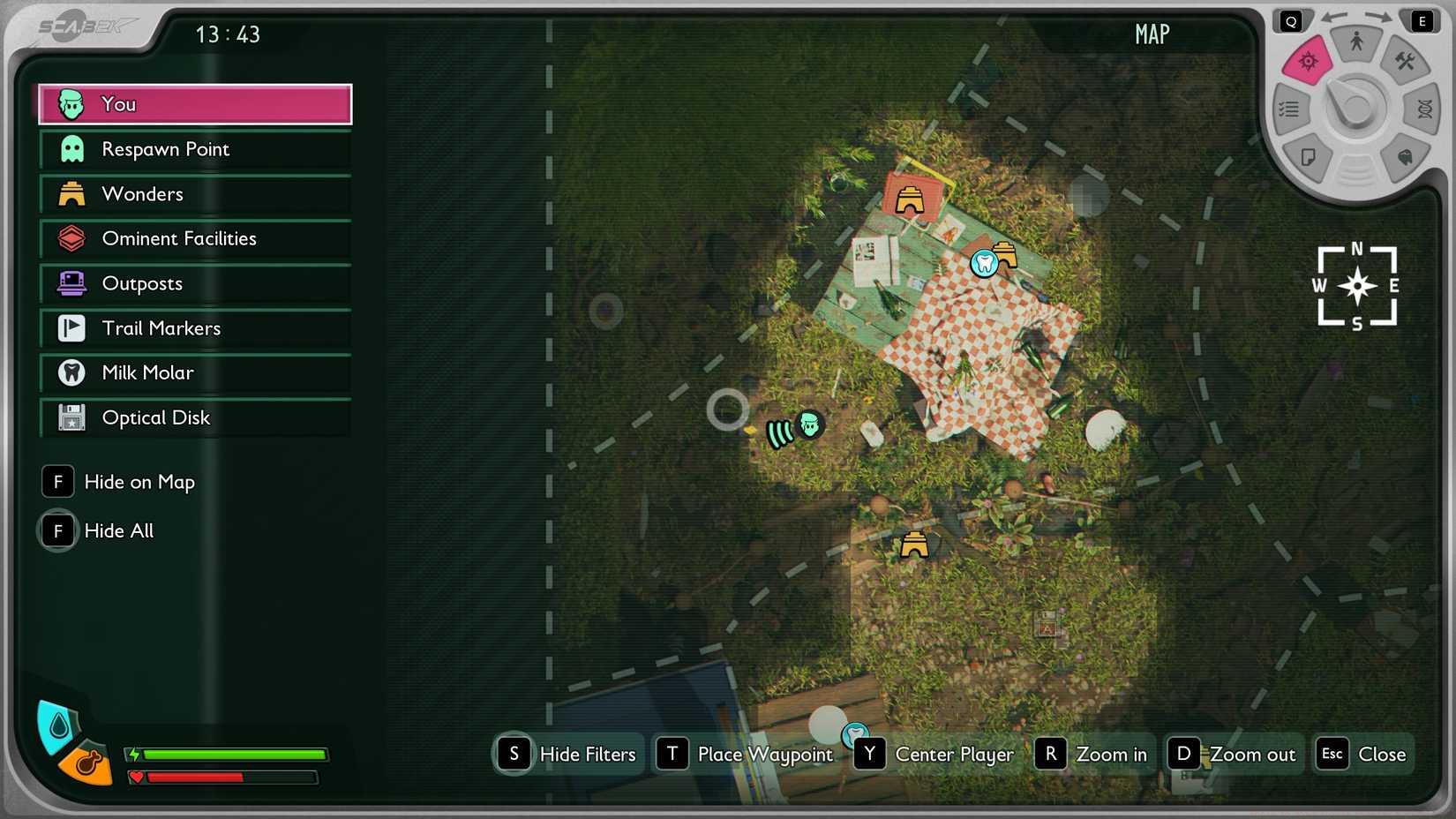 A map showing where to look for flower petals in Grounded 2