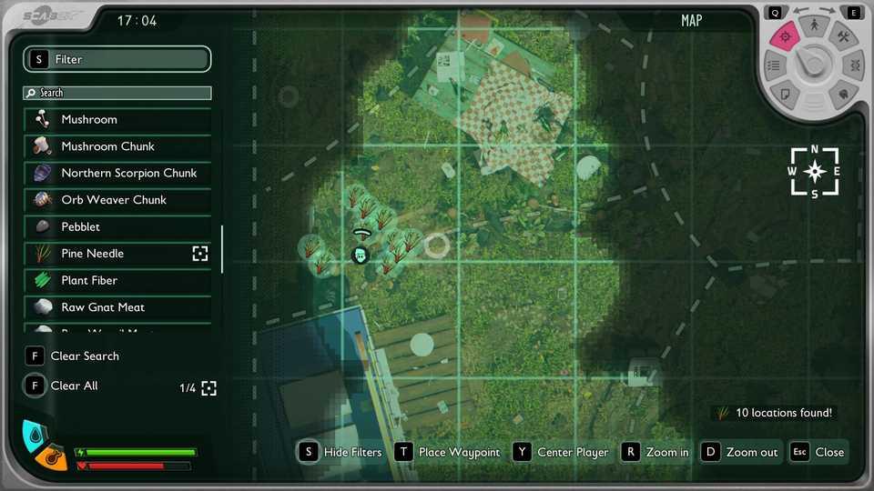 A map showing pine needle locations in Grounded 2