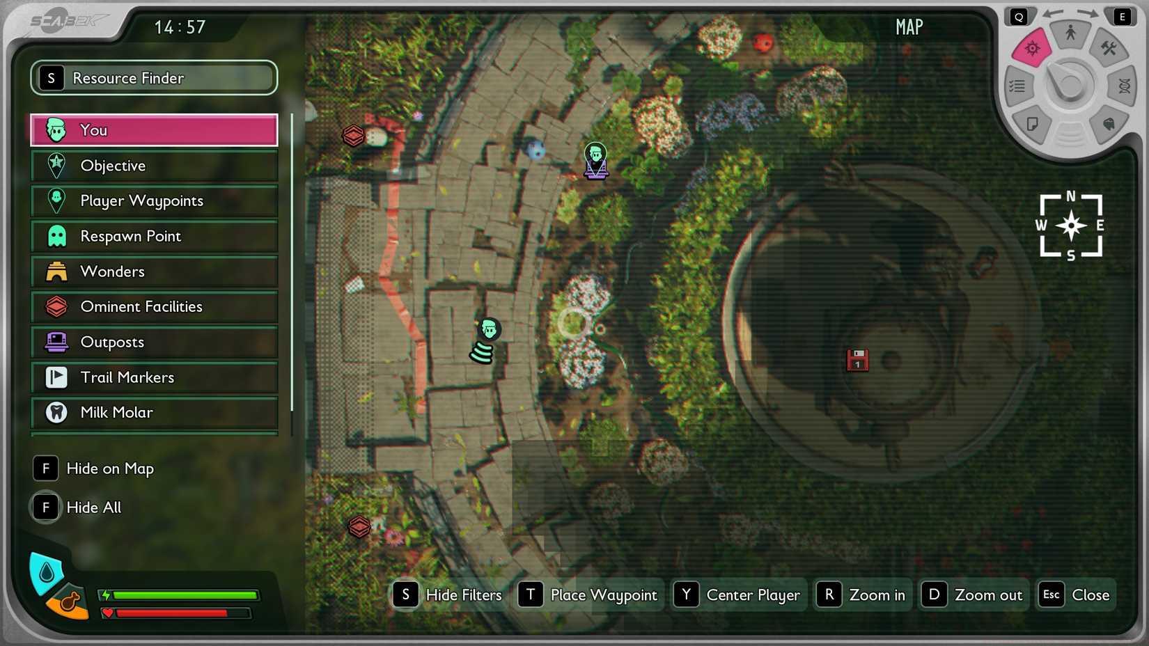 A map showing the entrance to the statue shortcut in Grounded 2