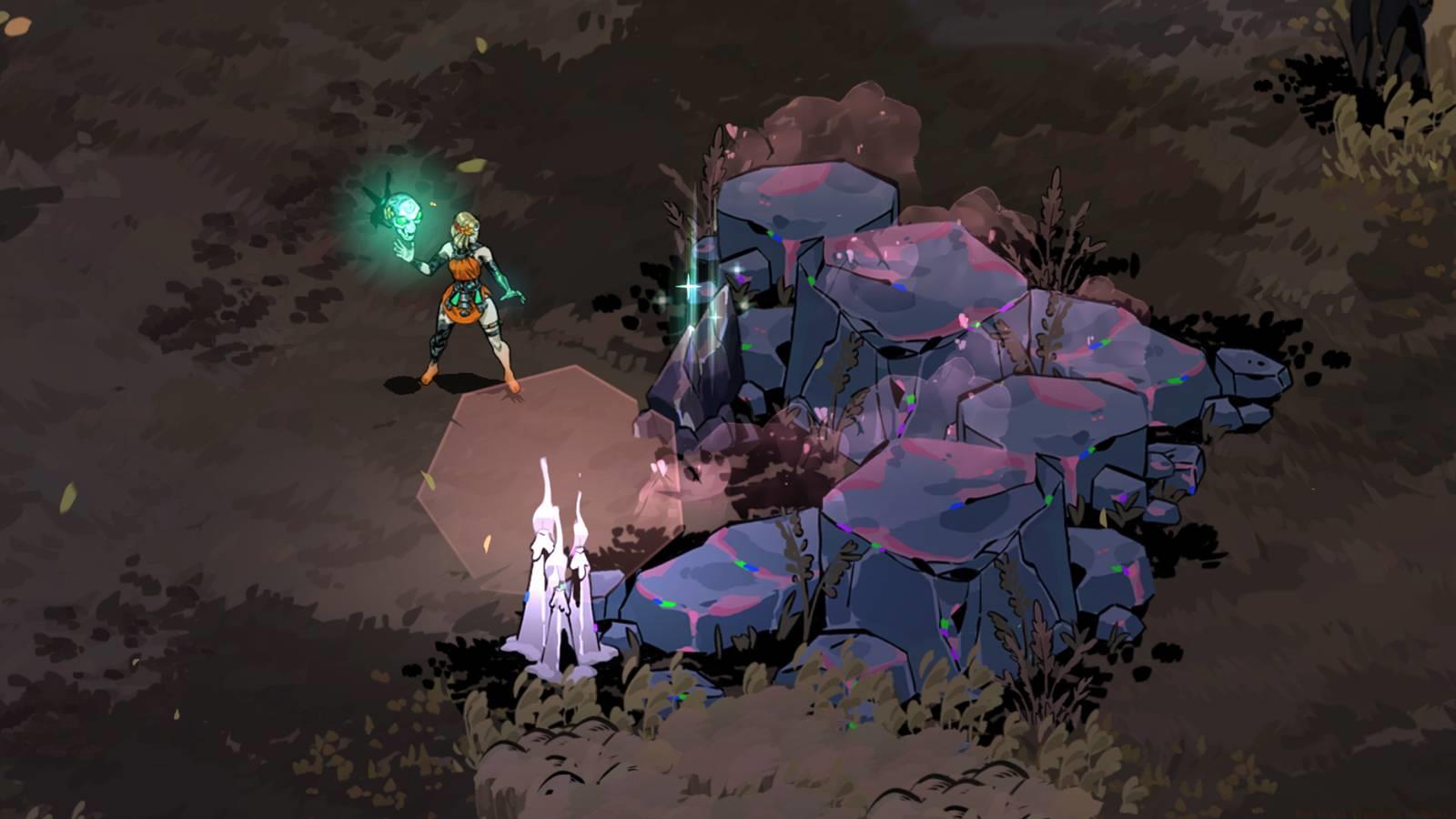 Melinoe looking at glassrock in Hades 2.