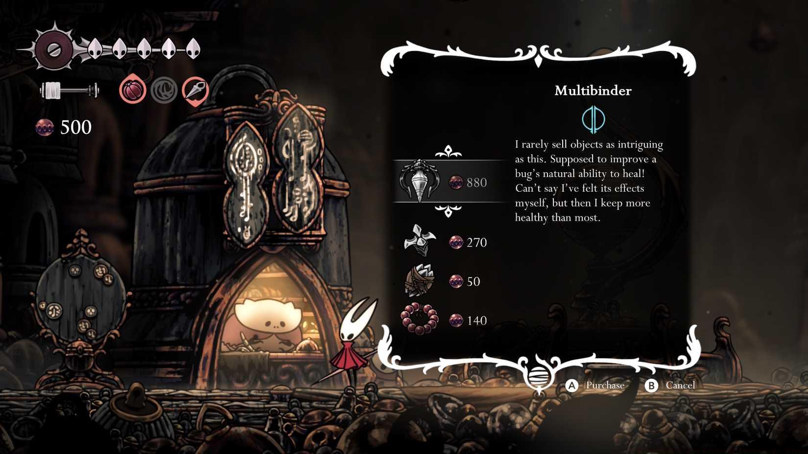 Frey's shop in Silksong after clearing My Missing Courier