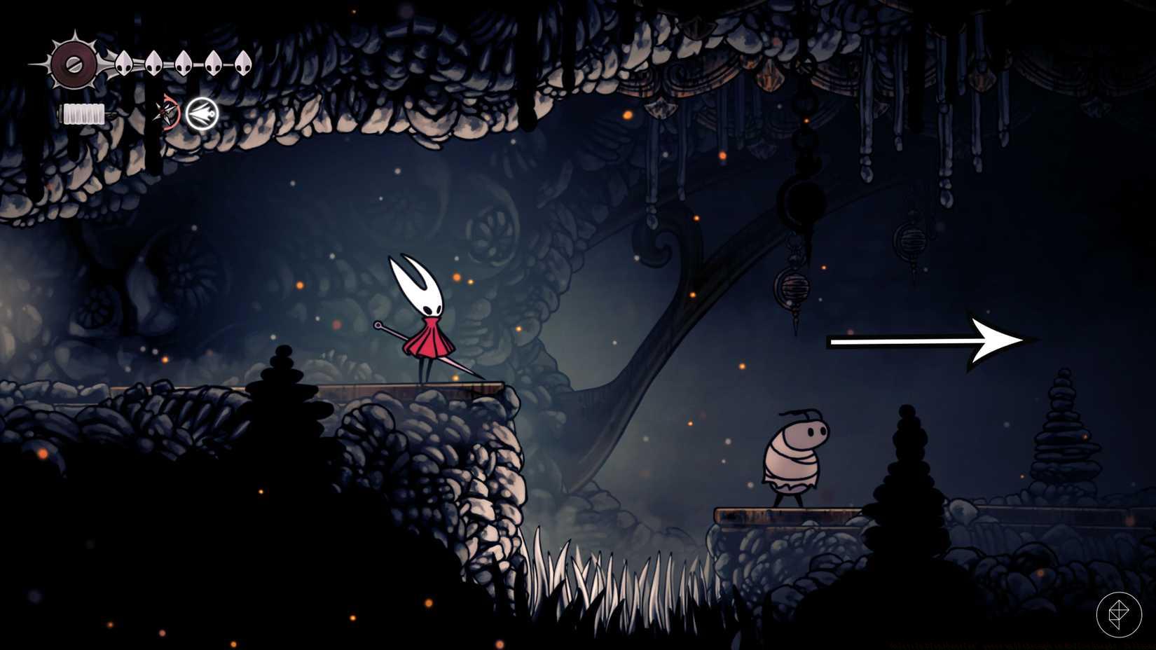 The road to the third Volatile Flintbeetle location in Hollow Knight: Silksong.