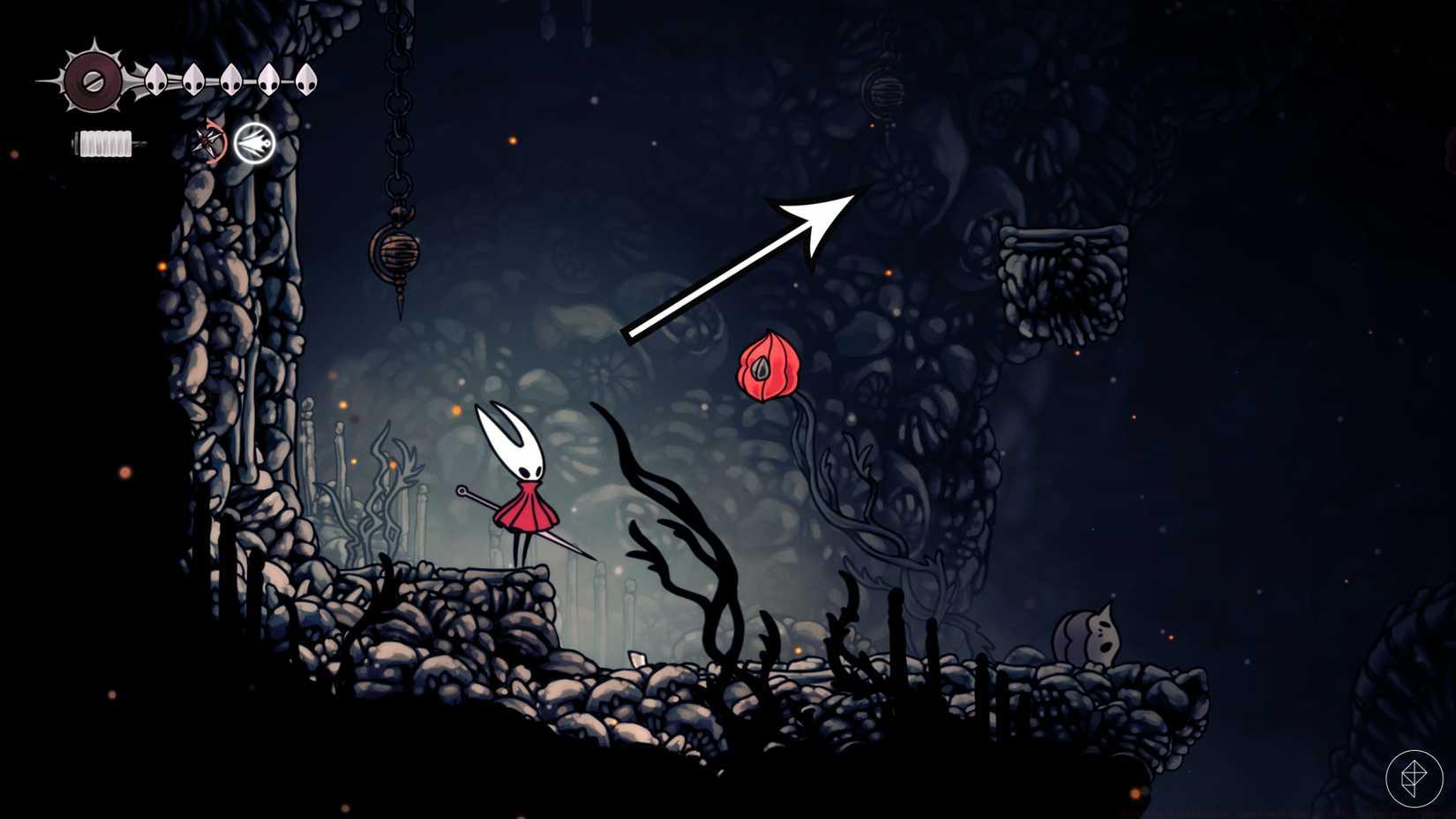 The road to the third Volatile Flintbeetle location in Hollow Knight: Silksong.