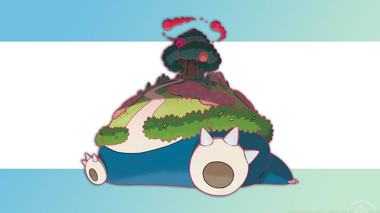 Gigantamax Snorlax on a gradient background