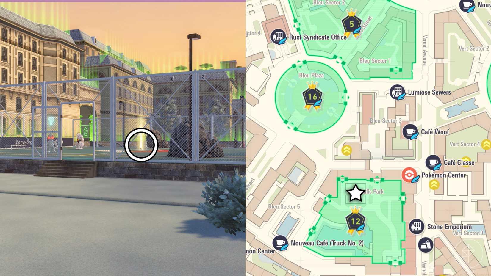 A map showing where to find the TM for Ice Beam in Pokémon Legends: Z-A.