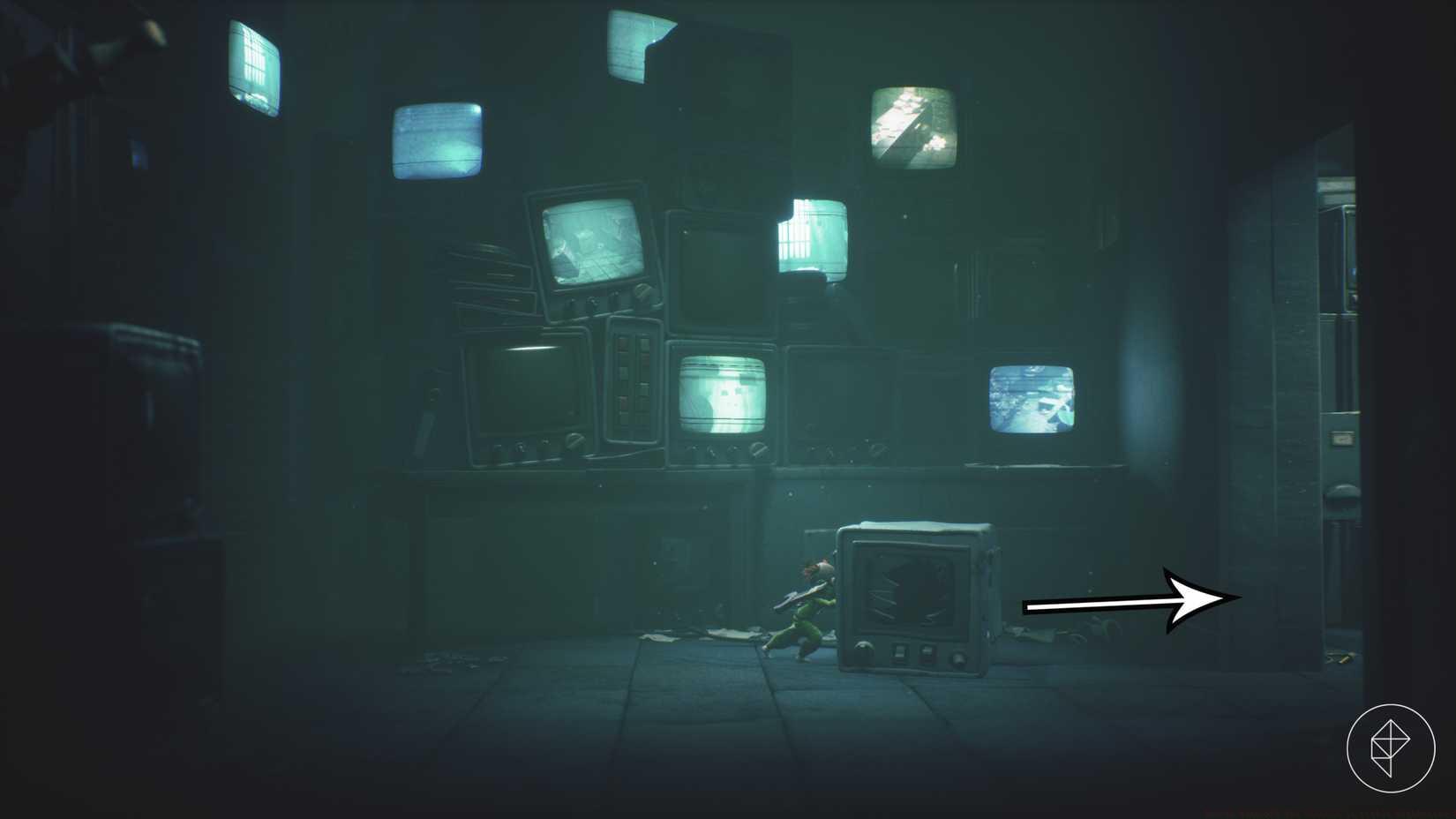 A room full of monitors in Little Nightmares 3.