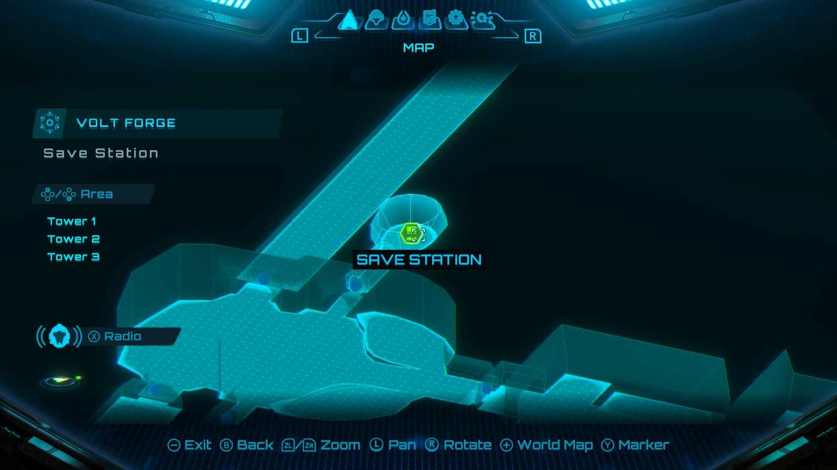 A map image showing a save station in Metroid Prime 4