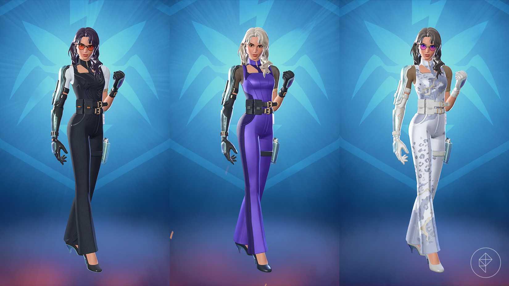 The three Onyx Winter skins from the Fortnite Battle Pass.