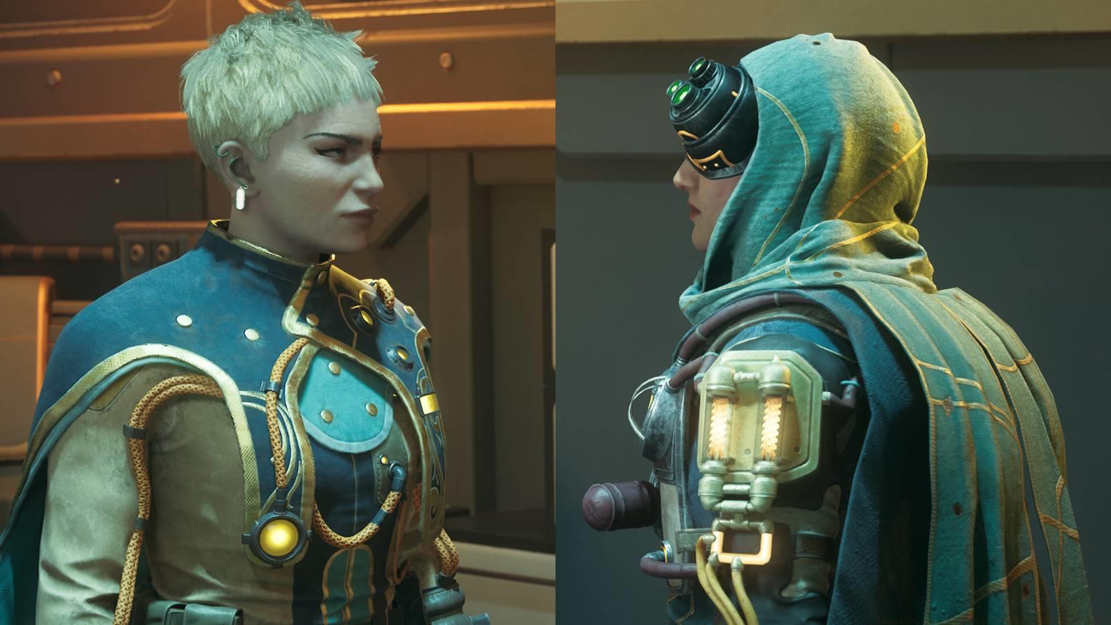 Alva and Svoboda face each other in The Outer Worlds 2.