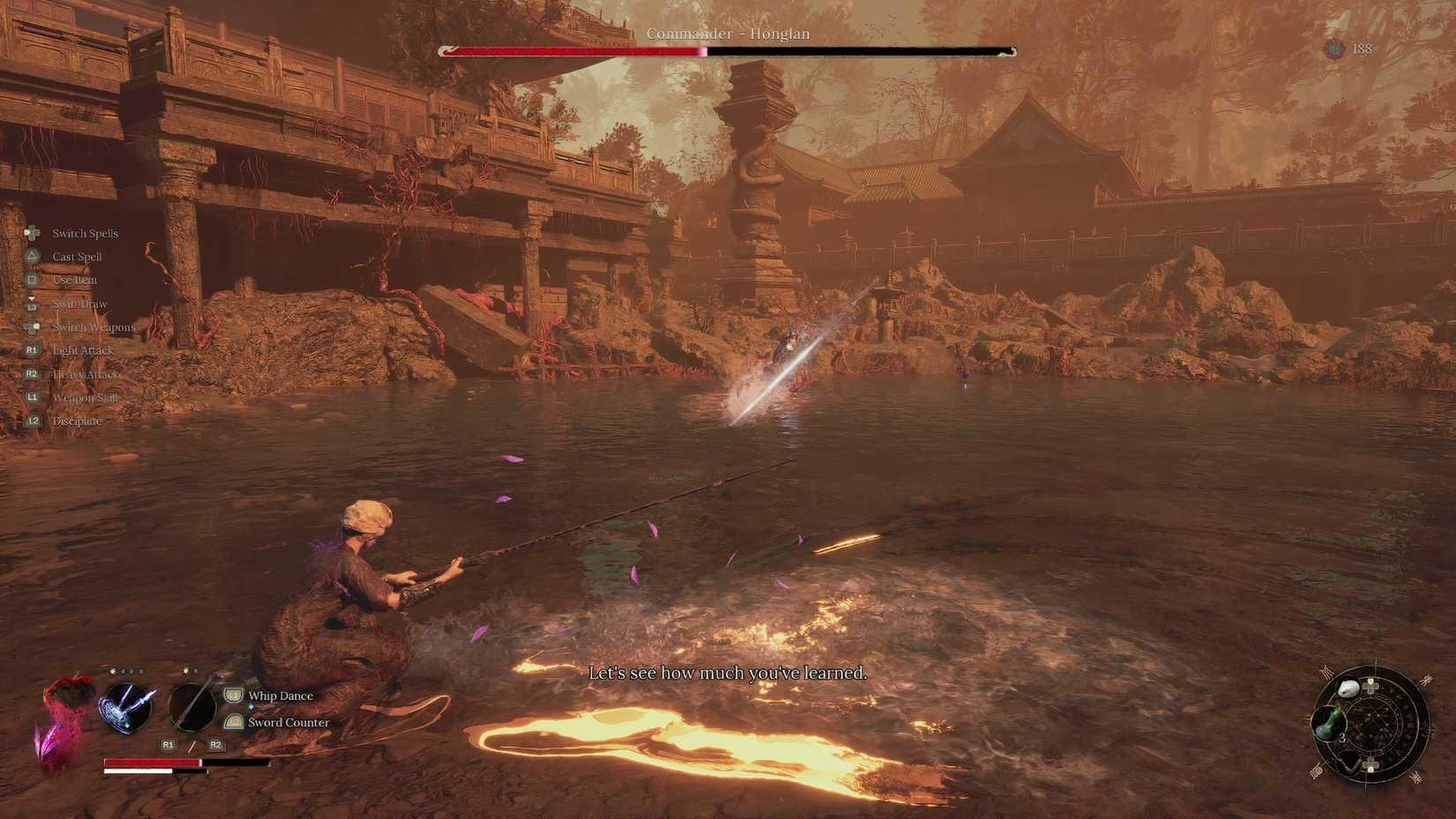 Dynamic Screenshot of the very first attack Honglin does at the start of her second phase.
