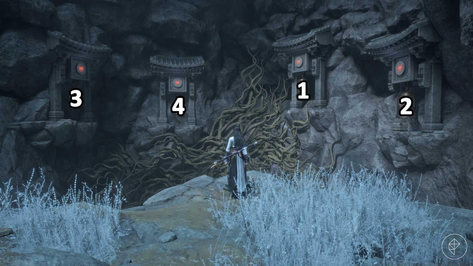 The bell puzzle solution in Where Winds Meet.