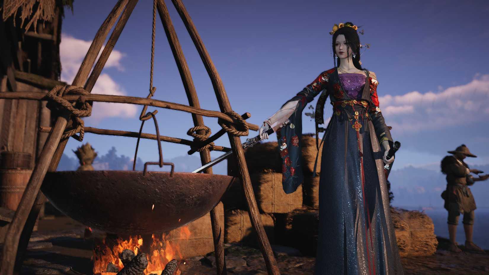 A Where Winds Meet screenshot showing the cooking pot you can find in crafting zones